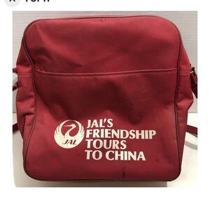 Vintage Japan Airlines Maruyoshi Nylon Travel Tote Red Bag Made In Japan